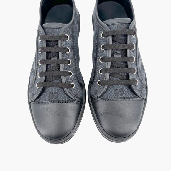 Gucci Low Top GG Sneakers Size 39 US 9 Black Monogram Logo Canvas Leather - Picture 4 of 14